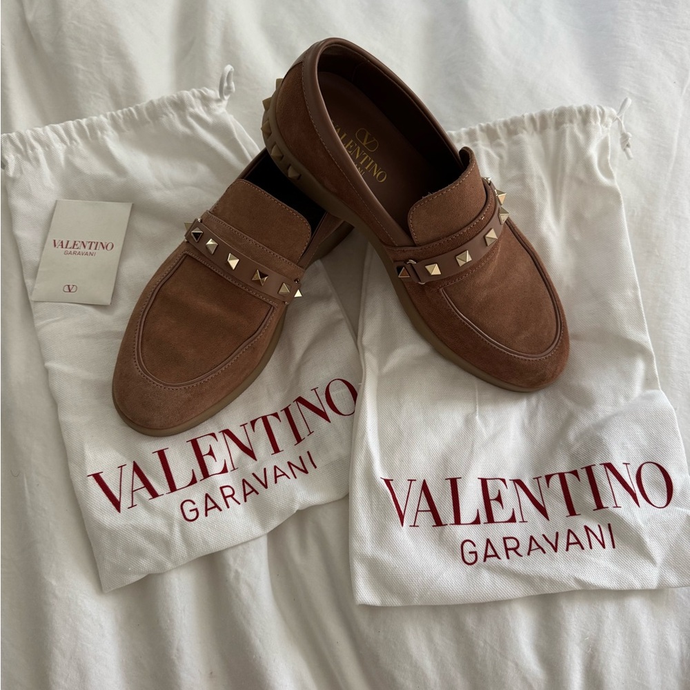 Valentino Brown Loafers with Gold Accents